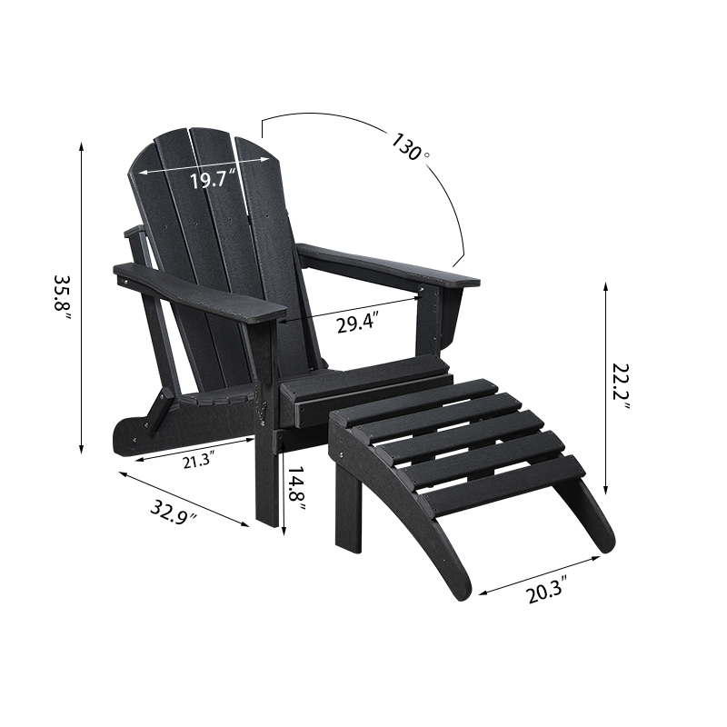 Ghế Adirondack với Ottoman có thể tháo rời