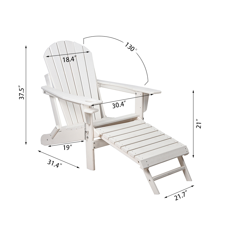 Ghế bành Adirondack có thể điều chỉnh cổ điển với Ottoman